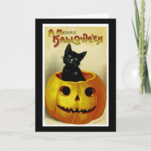 A Merry Haloween Kitten Holiday Card (Front)