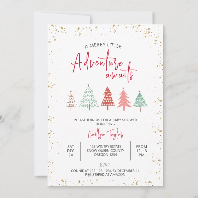 A Merry Little Adventure Awaits Baby Shower Invitation (Front)