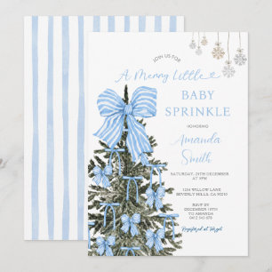 A Merry Little Baby Blue Christmas Baby Sprinkle Invitation