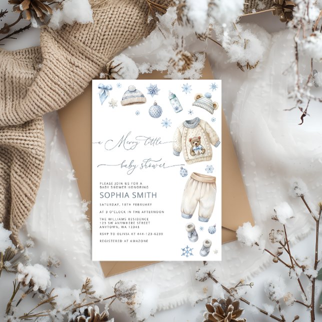 A Merry Little Baby Clothes Baby Shower Invitation (Creator Uploaded)