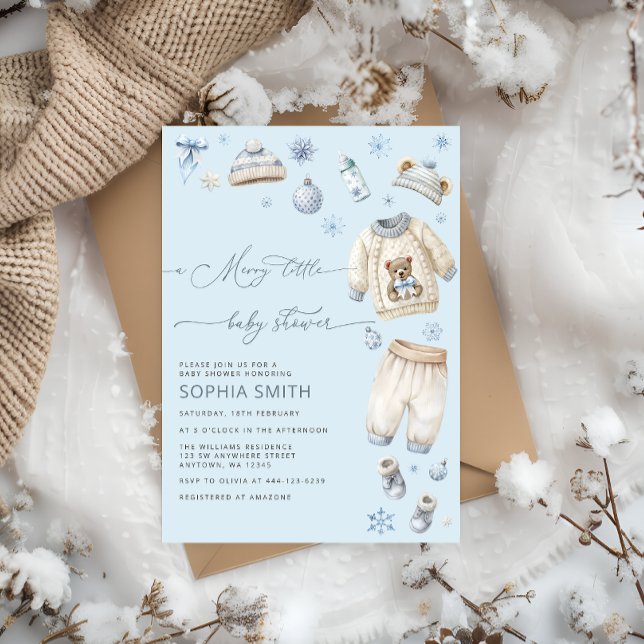 A Merry Little Baby Clothes Boy Baby Shower Invitation (Creator Uploaded)