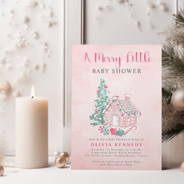 A Merry Little Baby Girl Baby Shower  Invitation (A Merry Little Baby Shower Invitation )