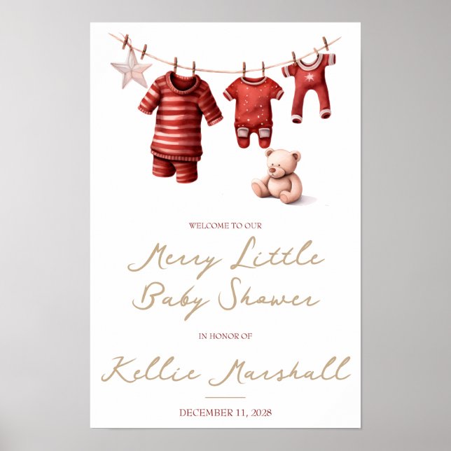 A Merry Little Baby Shower, Baby Clothes Welcome Poster (Front)