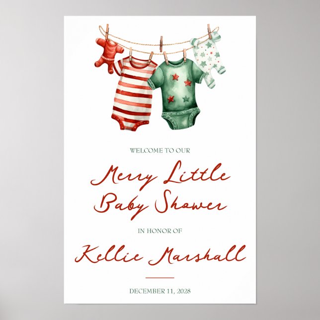 A Merry Little Baby Shower, Baby Clothes Welcome Poster (Front)