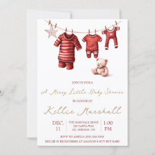 A Merry Little Baby Shower, Baby Clothesline  Invitation