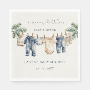 A Merry Little Baby Shower Christmas Boy Shower Napkin
