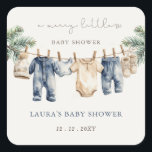 A Merry Little Baby Shower Christmas Boy Shower Square Sticker<br><div class="desc">A Merry Little Baby Shower Christmas Blue Baby Boy Baby Shower Sticker</div>