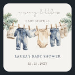 A Merry Little Baby Shower Christmas Boy Shower Square Sticker<br><div class="desc">A Merry Little Baby Shower Christmas Blue Baby Boy Baby Shower Sticker</div>