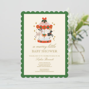 A Merry Little Baby Shower Christmas Carousel Invitation