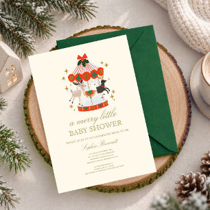 A Merry Little Baby Shower Christmas Carousel Invitation