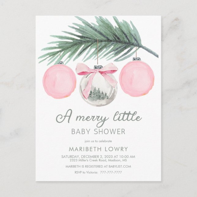 A Merry Little Baby Shower | Christmas Shower Postcard (Front)