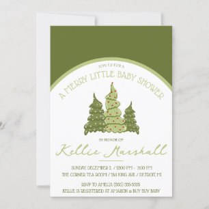 A Merry Little Baby Shower, Green & Beige Shower Invitation