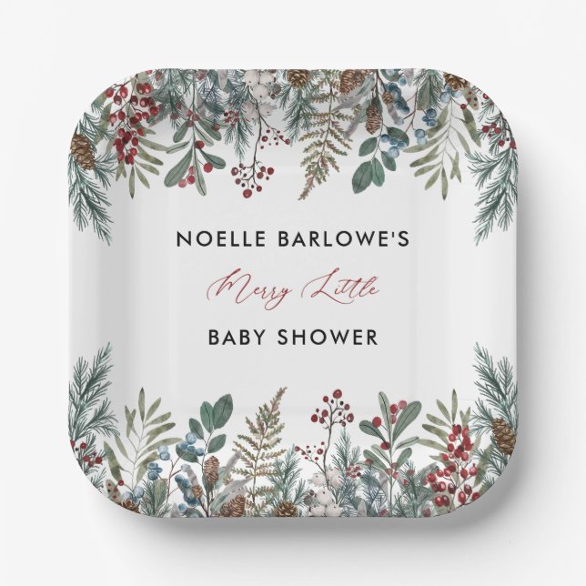 A Merry Little Baby Shower Paper Plate (Front)