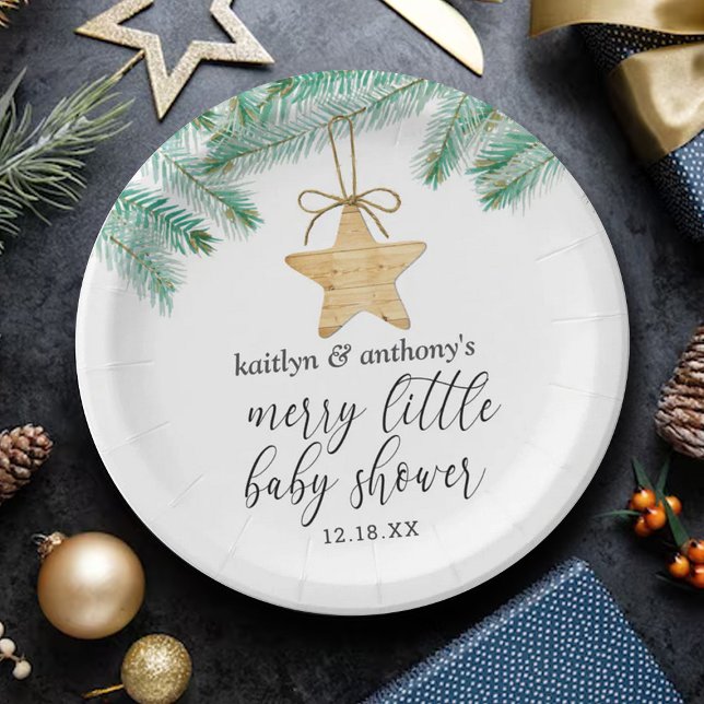A Merry Little Baby Shower Paper Plate (Creator Uploaded)