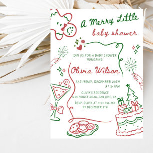 A Merry Little Baby Shower Party Invitation