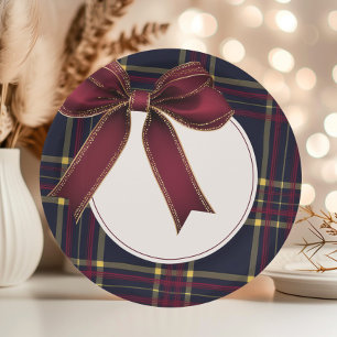 A Merry Little Baby Shower Red Bow Plaid Vintage Paper Plate