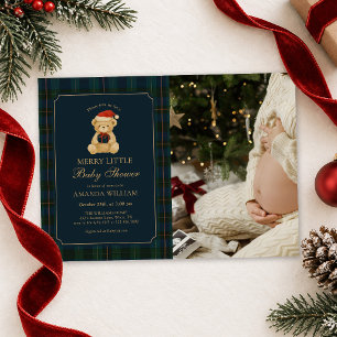 A Merry Little Baby Shower Teddy Bear Christmas Invitation