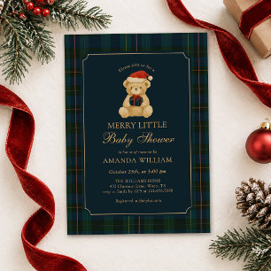 A Merry Little Baby Shower Teddy Bear Christmas Invitation