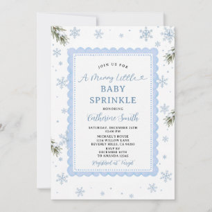 A Merry Little Baby Sprinkle Blue Winter Snowflake Invitation