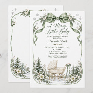 A Merry Little Baby Winter Carriage Baby Shower Invitation