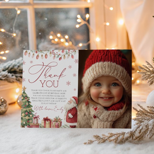 A Merry Little Birthday Photo Thank You Invitation (Creator Uploaded)