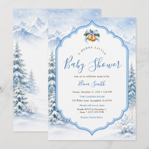 A Merry Little Blue Winter Forest Baby Shower Invitation