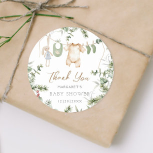 A Merry Little Boho Boy Winter Baby Shower Classic Round Sticker