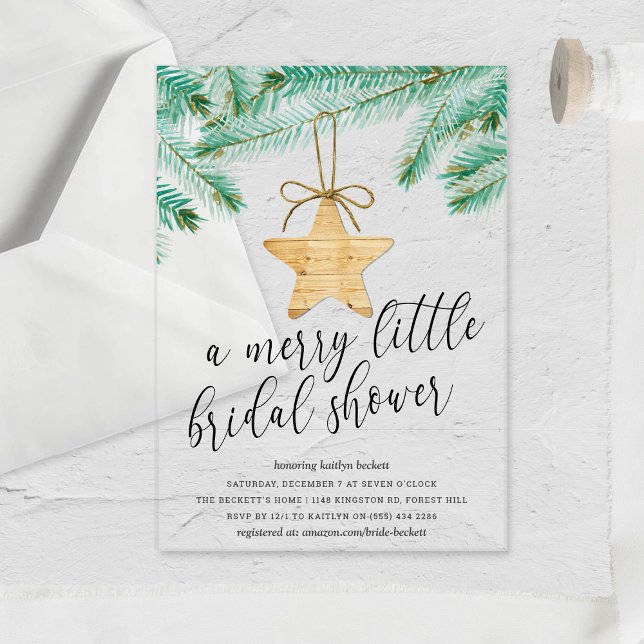 A Merry Little Bridal Shower Acrylic Invitations (Creator Uploaded)