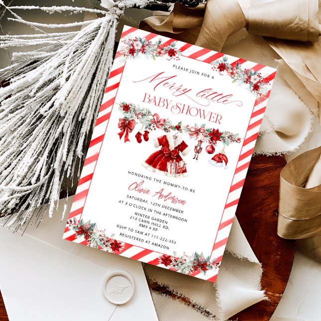 A Merry Little Christmas Baby Shower Invitation (Creator Uploaded)