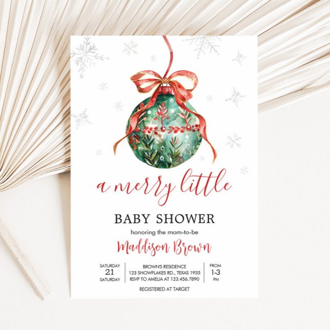 A Merry Little Christmas Baby Shower Invitation (Merry Little Christmas Ornaments Baby Shower Invitation
)