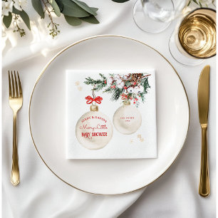 A Merry Little Christmas Baby Shower Modern Napkin
