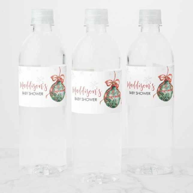 A Merry Little Christmas Baby Shower Water Bottle Label (Bottles)