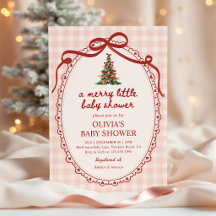 A Merry Little Christmas Bow Gingham Baby Shower