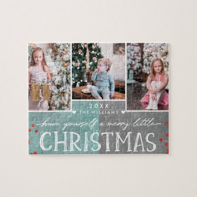 A Merry Little Christmas Family Photo Collage Jigsaw Puzzle (Horizontal)