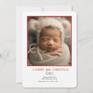 A Merry Little Christmas Photo Birth Announcement