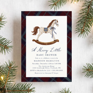 A Merry Little Christmas Rocking Horse Baby Shower Invitation