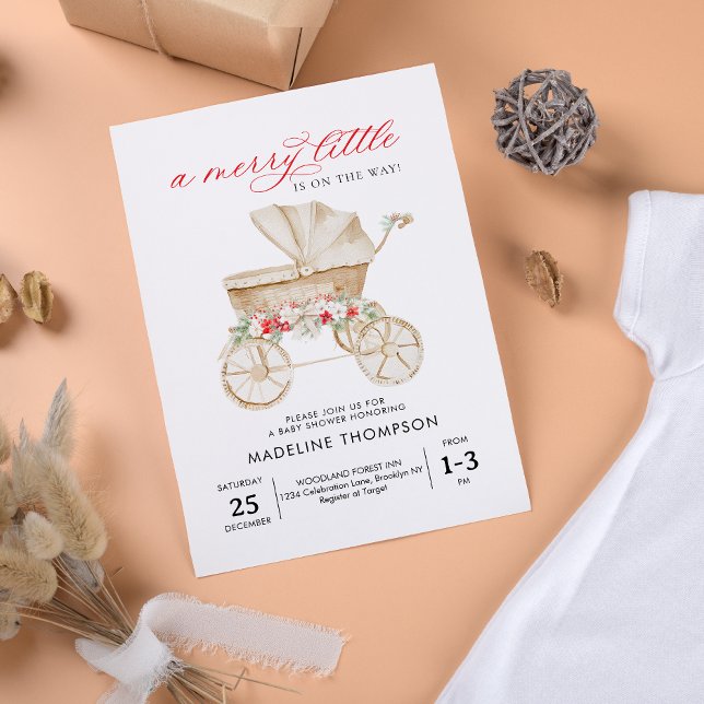A Merry Little Christmas Stroller Baby Shower Invitation (Creator Uploaded)