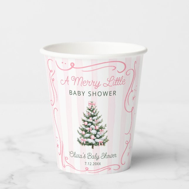 A Merry Little Christmas Tree Baby Shower Paper Cups (Front)