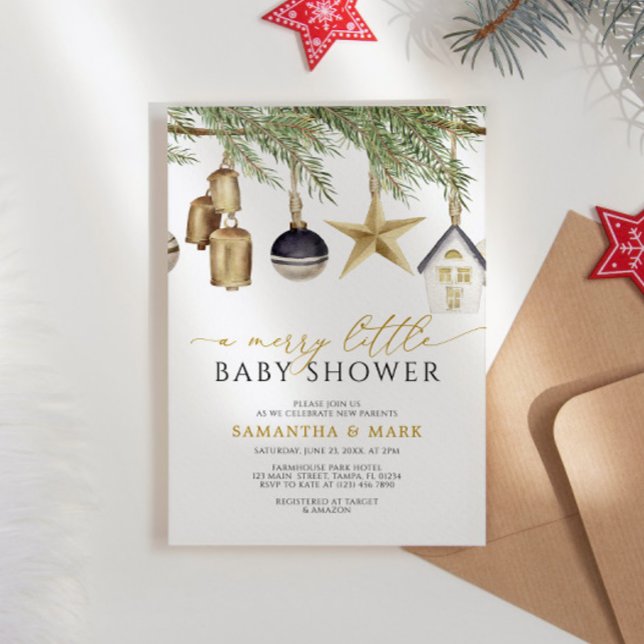 A Merry Little Christmas Winter Baby Shower Invitation (Creator Uploaded)