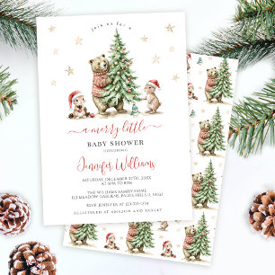 A Merry Little Christmas Winter Cute Baby Shower Invitation