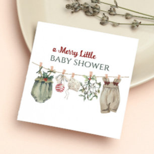 A Merry Little Girl Baby Shower Christmas Clothes Napkin