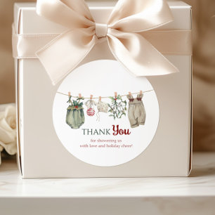 A Merry Little Girl Christmas Clothes Thank You Classic Round Sticker