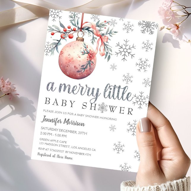 A Merry Little Girl Winter Baby Shower Invitation (Creator Uploaded)