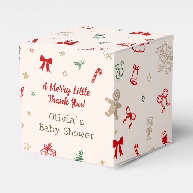 A Merry Little Thank You Christmas Baby Shower Favour Box (Front Side)
