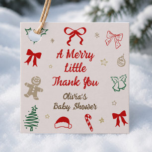 A Merry Little Thank You Christmas Baby Shower Favour Tags