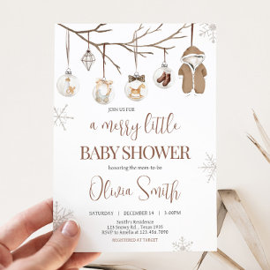 A Merry Little Winter Christmas Baby Shower Invitation