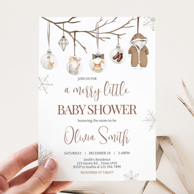 A Merry Little Winter Christmas Baby Shower Invitation (Merry Little Baby Shower Invitation
)