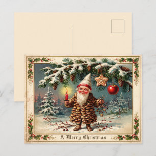 A Merry Pinecone Christmas Holiday Postcard