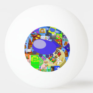 A Merry Spaceship Cartoon Ping Pong Ball