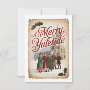 "A Merry Yuletide" Vintage Victorian Carolers Card